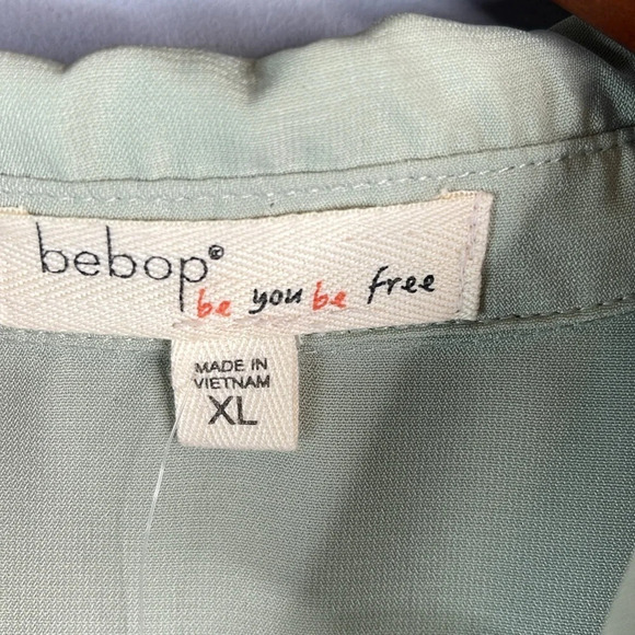 BEBOP NWT Sage Green Ruffle Short Puff Sleeve Dress Button Front Childhood XL - Picture 7 of 11